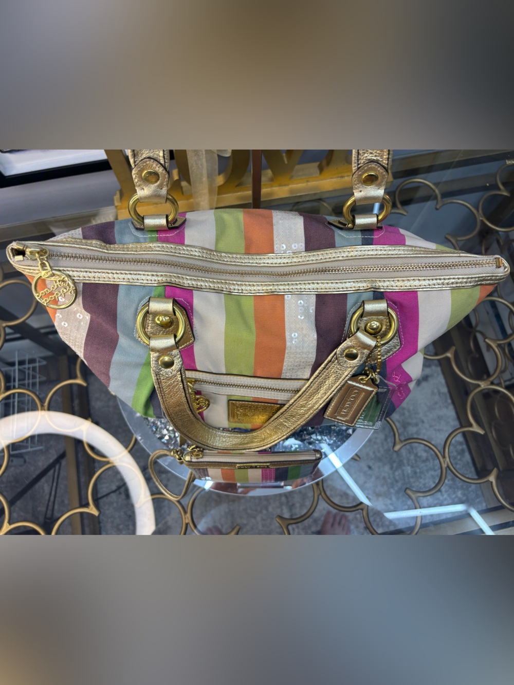 *SOLD*Coach 2010 y2k Poppy Legacy Stripe Glam Tote w/ matching wallet EUC - Picture 7 of 16